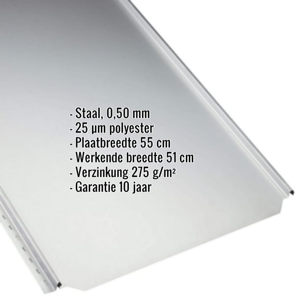 Staande felsplaat PD-510-S Vlak in Lichtgrijs, 0,50 mm, met ingebedde productgegevens