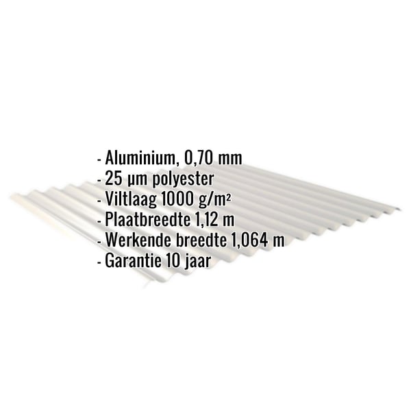 Golfplaat 18/1064 | Dak | Anti-Drup 1000 g/m² | Aluminium 0,70 mm | 25 µm Polyester | 9006 - Zilver-Metallic