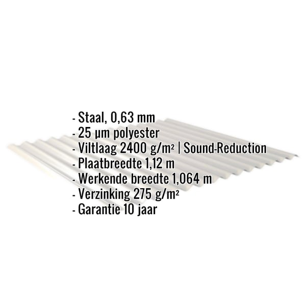 Golfplaat 18/1064 | Dak | Anti-Drup 2400 g/m² | Staal 0,63 mm | 25 µm Polyester | 9006 - Zilver-Metallic