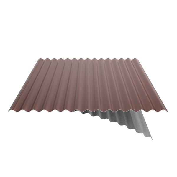 Golfplaat 18/1064 Roodbruin (RAL 8012) met zichtbare anti-condens vliescoating en overlapping