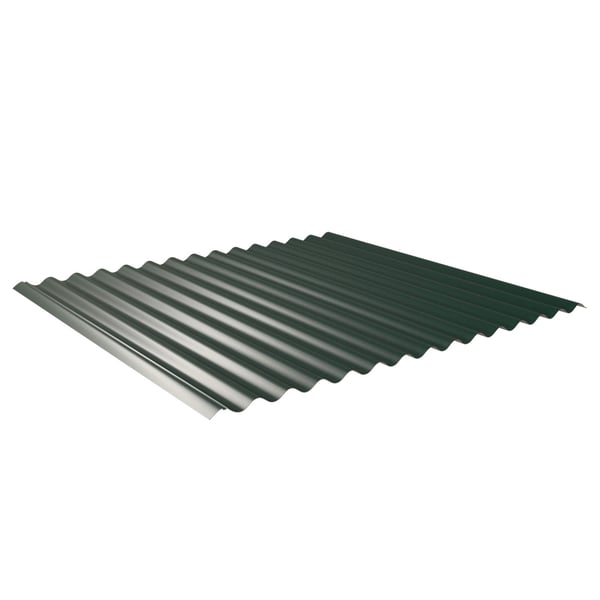 Golfplaat 18/1064 mosgroen (RAL 6005) van staal, 0,50 mm dik, met Puramid-coating