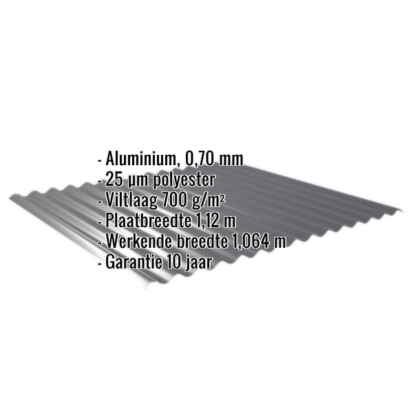 Golfplaat 18/1064 aluminium 0,70 mm Antracietgrijs met ingebedde specificaties