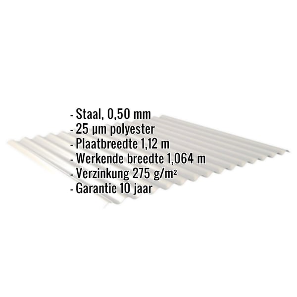 Golfplaat 18/1064, Zilver-Metallic, met ingebedde technische gegevens en garantie-informatie