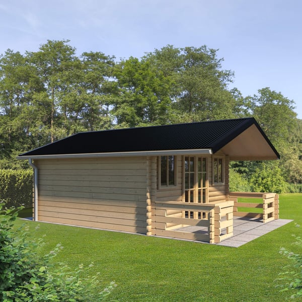 Golfplaat 18/1064 zwart mat op een tuinhuisje als dakbedekking