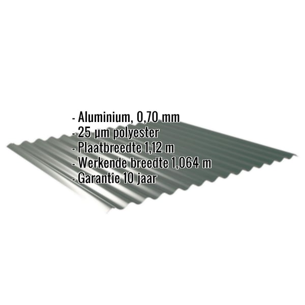Golfplaat 18/1064 aluminium 0,70 mm mosgroen met ingebouwde specificaties