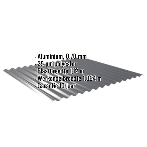 Golfplaat aluminium 0,70 mm antracietgrijs met ingebedde specificaties