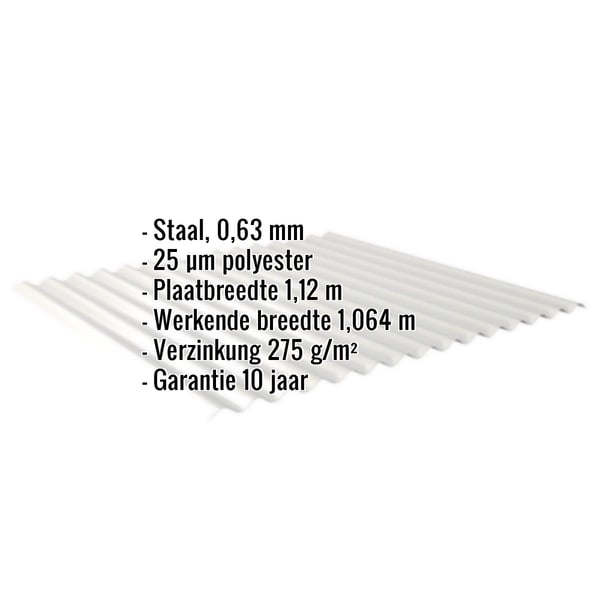 Golfplaat 18/1064, Zilver-Metallic, met ingebedde technische gegevens