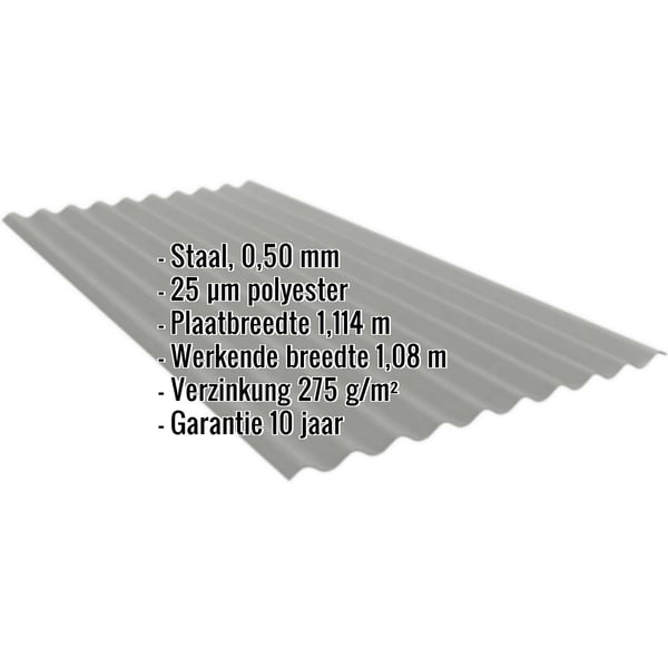 Golfplaat PF25W, grijs aluminiumkleurig, 0,50 mm staal, met ingebedde productdetails