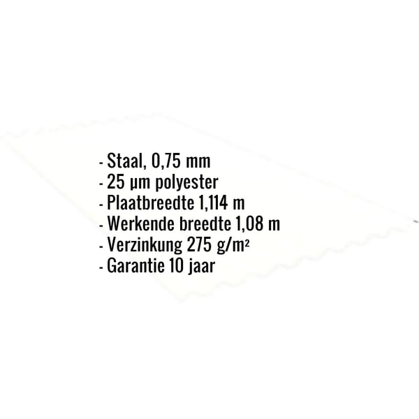 Golfplaat PF25W | Gevel | Staal 0,75 mm | 25 µm Polyester | 9010 - Zuiverwit