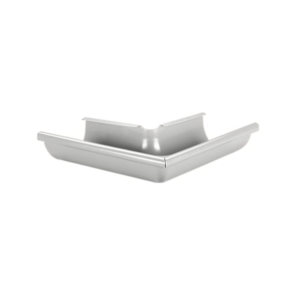 Dakgoot buitenhoek 90 graden van staal, Zilver-Metallic RAL 9006, vrijstaand