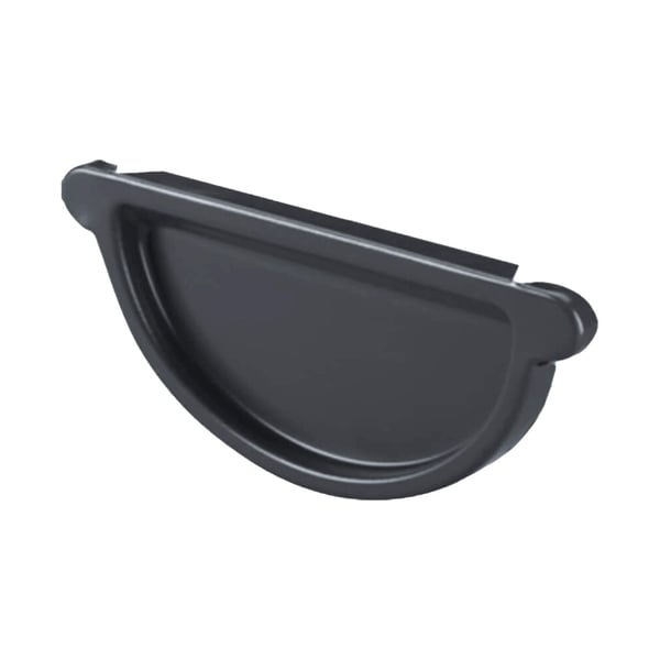 Rinnenendstuk van staal, grafietgrijs (RAL 7024), met 50 µm Polyurethaan coating, Niagara