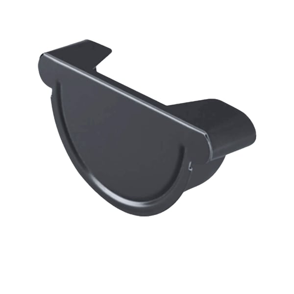 Rinnenendstuk van staal, grafietgrijs (RAL 7024) met 50 µm polyurethaan coating, Niagara