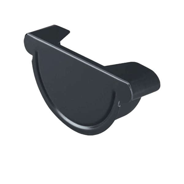 Rinnenendstuk van staal, antracietgrijs RAL 7016 met 50 µm polyurethaan coating, bovenaanzicht