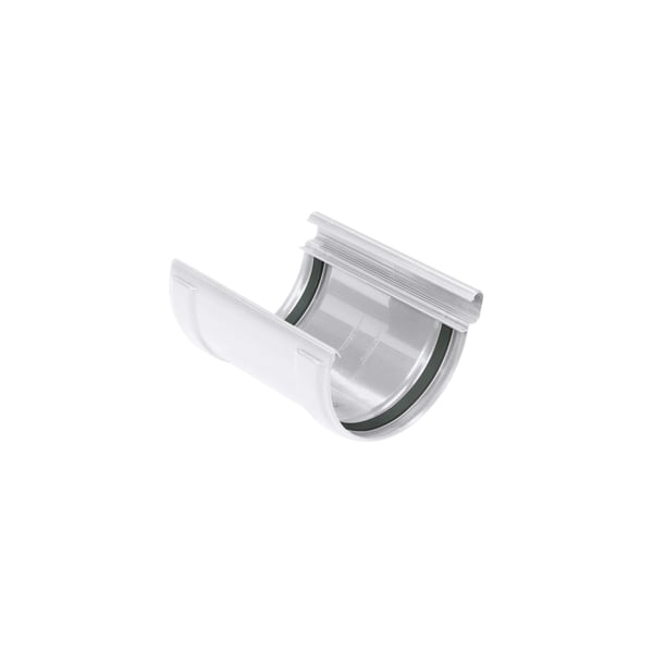 Dakgootverbinder van grijs PVC met zwarte rubberen afdichting, hoofdweergave