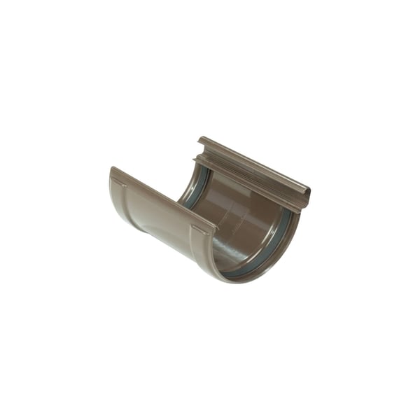 Dakgootverbinder met rubberen afdichting van bruin PVC, hoofdweergave