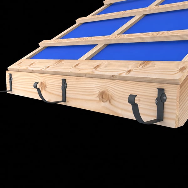 Montage van antracietgrijze konsolgoothouders op een houten dakconstructie
