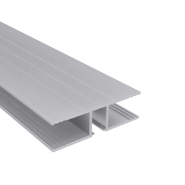 H-profiel van aluminium, blank, 16 mm, hoofdaanzicht met geribbelde bovenzijde