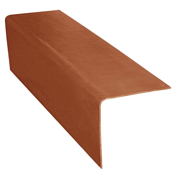 Humanit vezelcement hoekstuk terracotta, bovenaanzicht van het L-vormige profiel
