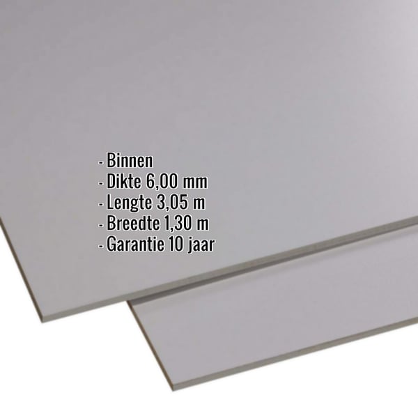 HPL plaat 6 mm donkergrijs met ingebedde productgegevens