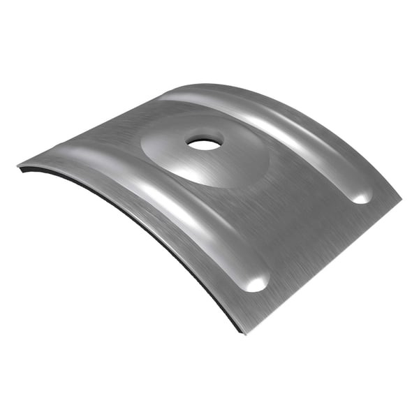 Kalot profiel 177/51 van blank aluminium, gebogen met bevestigingsgat in het midden