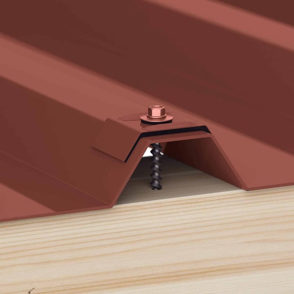 Kalot profiel 18DR 20M aluminium roodbruin RAL 8012 met schroef op damwandplaat