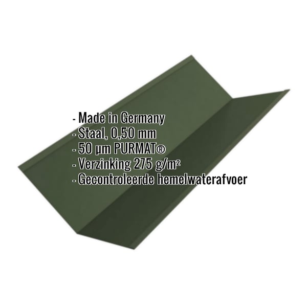Kilgoot 0,50 mm staal PURMAT® groen, met ingebedde productgegevens