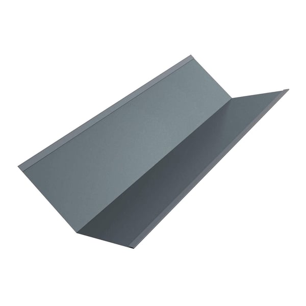 Grijze kilgoot van staal, 0,50 mm dik, in Pelsgrijs RAL 7000 met 25 µm polyester coating, hoofdaanzicht