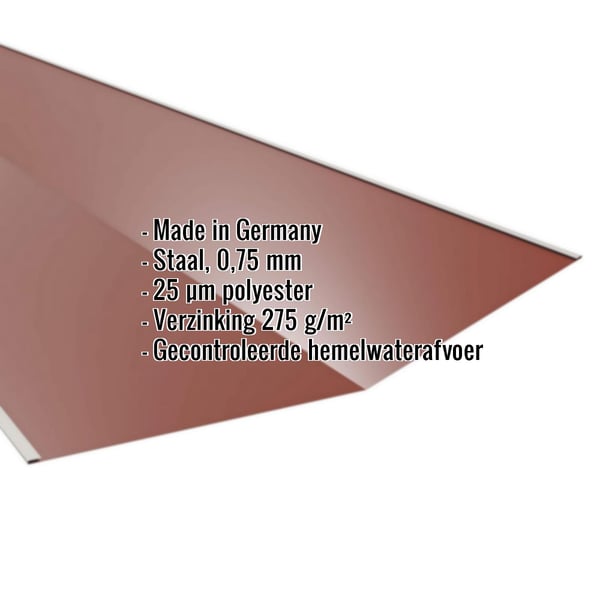 Kilgoot staal 0,75 mm RAL 8012 roodbruin met ingebedde productgegevens