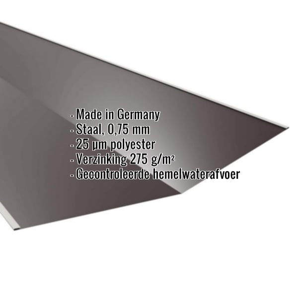 Kilgoot staal 0,75 mm chocoladebruin met ingebedde productgegevens