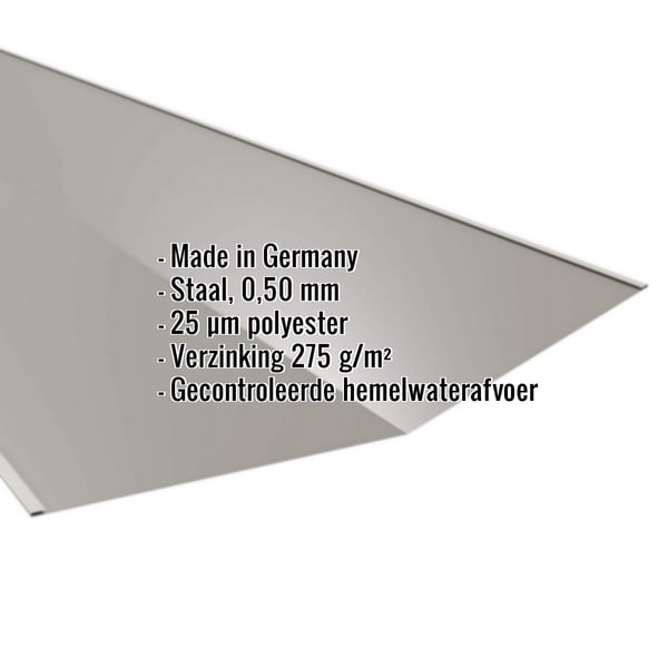 Kilgoot uit staal, 0,50 mm, RAL9007, met ingebedde productgegevens