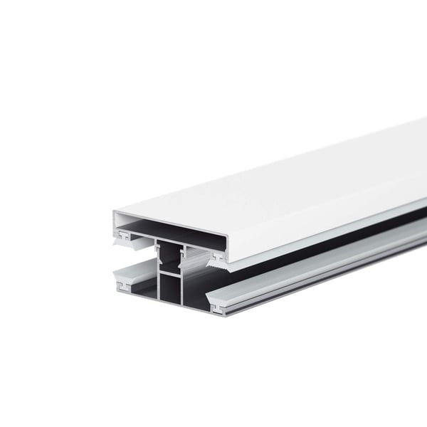 Klemdeksel wit op DUO profiel aluminium, doorsnede met zwarte afdichting