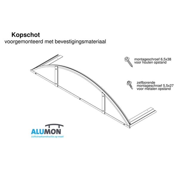 Kopschot Alumon | Type 1/7 | Set | Buitenkant opstand 2,64 m | Opaal wit | Warmtewerend