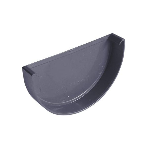 Grafiet PVC goot eindstuk van Plastmo, halfronde vorm