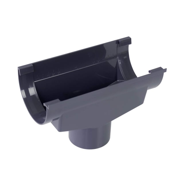 Grafiet PVC gootuitloop van Plastmo, halfronde vorm