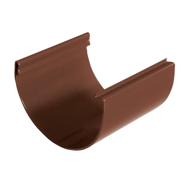 Bruin Plastmo PVC goot verbindingsstuk, hoofdaanzicht