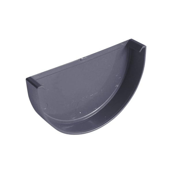 Grafiet PVC goot eindstuk, halfrond met vlakke achterzijde