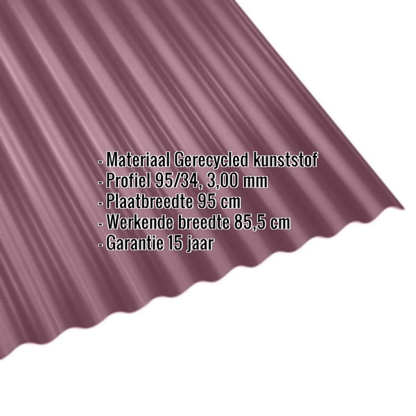 Scobalit kunststof profielplaat 95/34, 3,00 mm, roodbruin, met ingebedde productinformatie