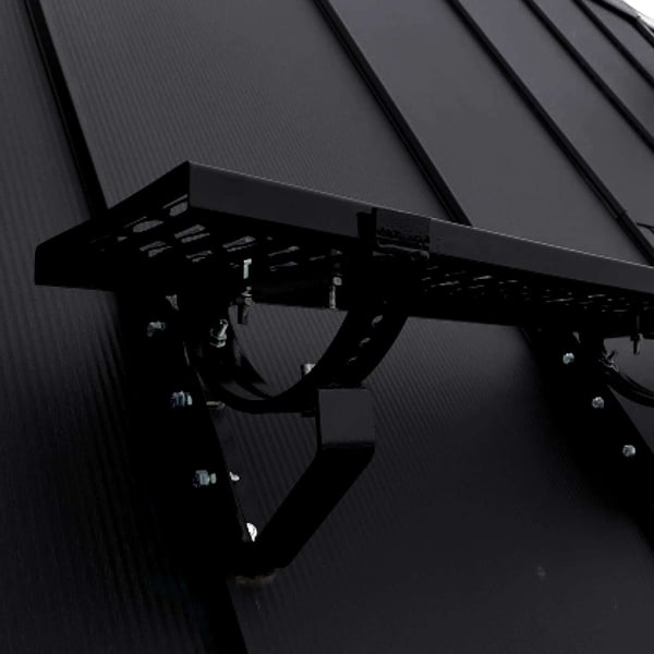 Looprooster set, gitzwart verzinkt stalen looprooster op een dak met profielplaat, van Polmetal