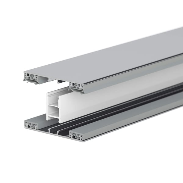 Mendiger middenprofiel 10 mm Thermo/Classic, blank aluminium en wit kunststof, zijaanzicht