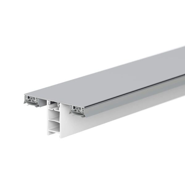 Mendiger middenprofiel van blank aluminium en wit kunststof, hoofdweergave