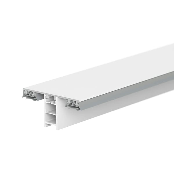 Mendiger middenprofiel, wit, aluminium en kunststof, detailweergave van de profielstructuur