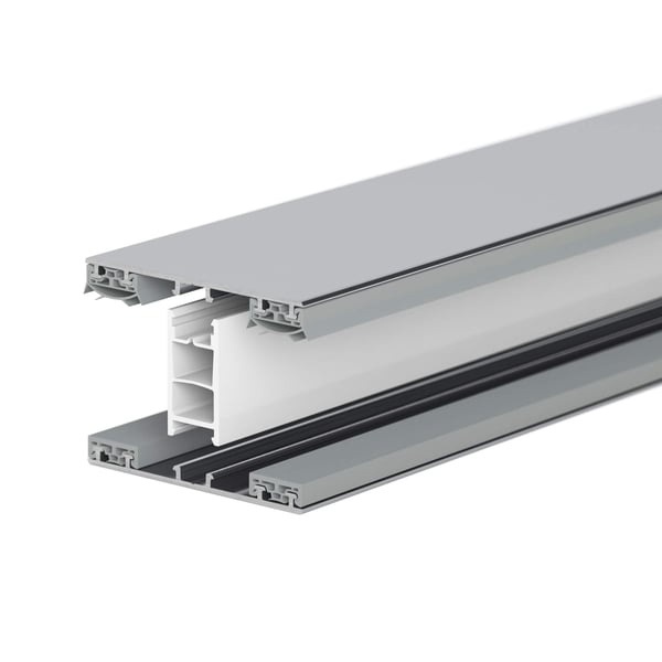 Mendiger middenprofiel 16 mm Thermo/Classic, blank, schuin van boven, met witte kunststof brug