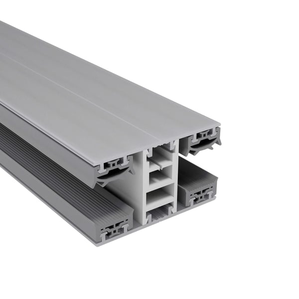 Mendiger middenprofiel 16 mm Thermo/Classic, blank, schuin van boven, met geribbelde onderzijde