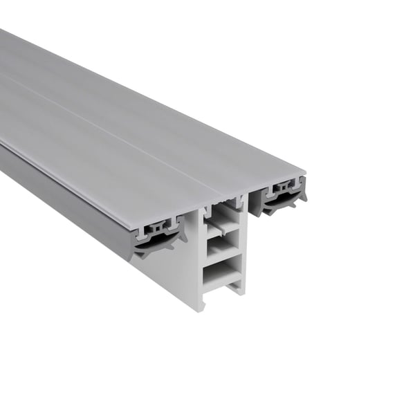 Mendiger middenprofiel 16 mm, blank aluminium en kunststof, doorsnede met kamers en afdichtingen