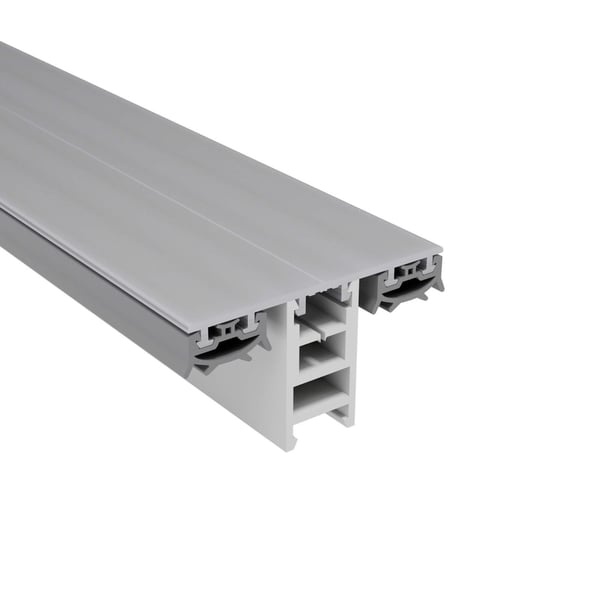 Mendiger middenprofiel 16 mm, blank aluminium en kunststof, detail van de profieldoorsnede