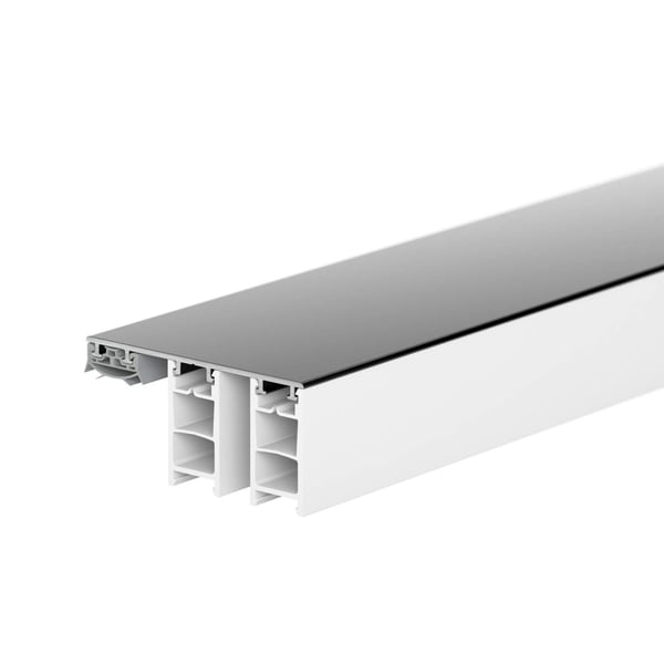 Mendiger randprofiel van aluminium en kunststof, donkergrijs, doorsnede met kamers, hoofdweergave