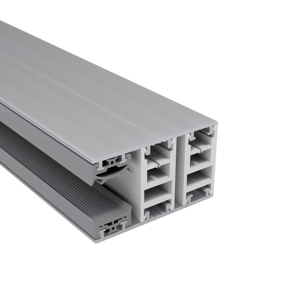 Mendiger randprofiel 16 mm Thermo/Classic, blank, aluminium en kunststof, doorsnede met kamerstructuur