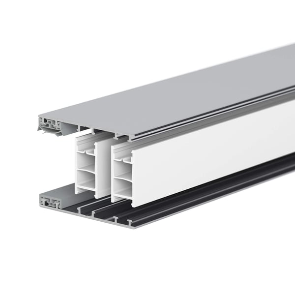 Mendiger randprofiel 16 mm Thermo/Classic, blank, aluminium en kunststof, doorsnede van bovenaf