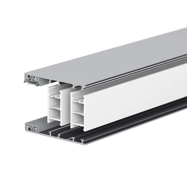 Mendiger randprofiel 16 mm, blank, aluminium en kunststof, hoofdaanzicht met kamers