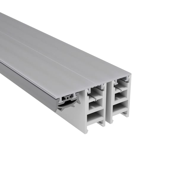 Mendiger randprofiel 16 mm, blank aluminium en kunststof, met kamerstructuur en afdichting